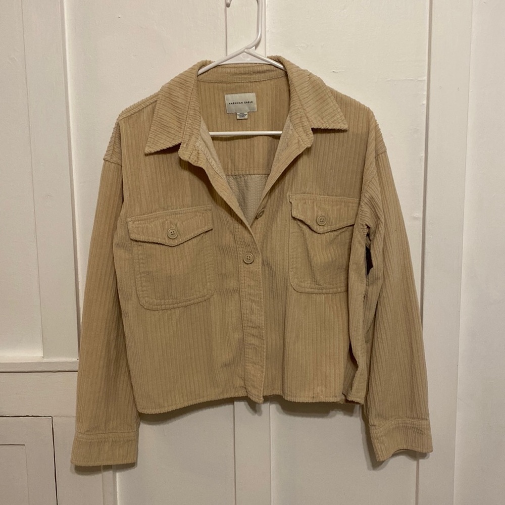 American Eagle Tan Crop Corduroy Jacket